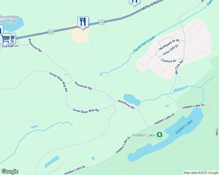 map of restaurants, bars, coffee shops, grocery stores, and more near 248 Fenical Lane in East Stroudsburg