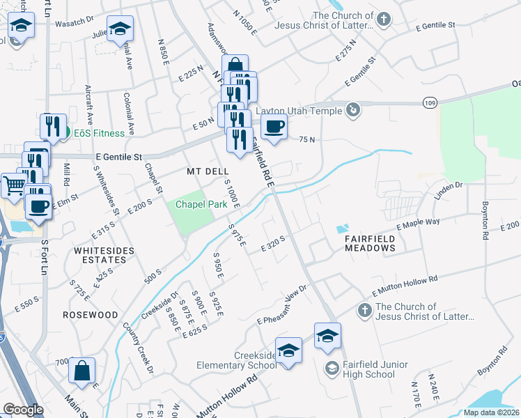 map of restaurants, bars, coffee shops, grocery stores, and more near 1137 Holmes Creek Lane in Layton