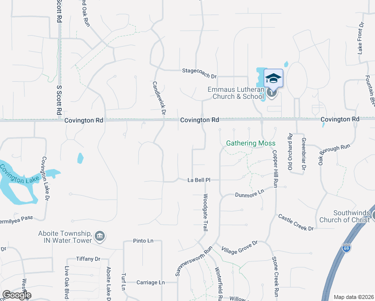 map of restaurants, bars, coffee shops, grocery stores, and more near 2907 Sugarmans Trail in Fort Wayne