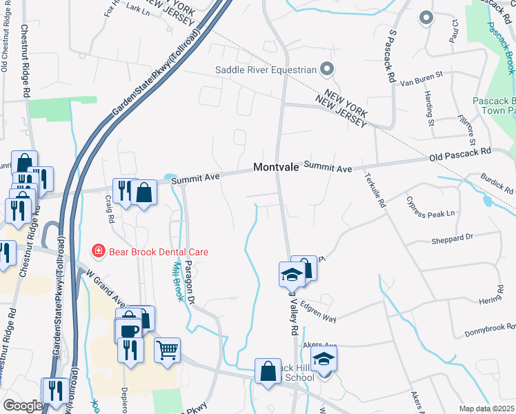 map of restaurants, bars, coffee shops, grocery stores, and more near 412 Laurel Brook Road in Montvale