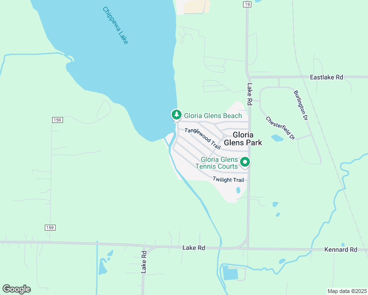 map of restaurants, bars, coffee shops, grocery stores, and more near 430 Playland Parkway in Chippewa Lake