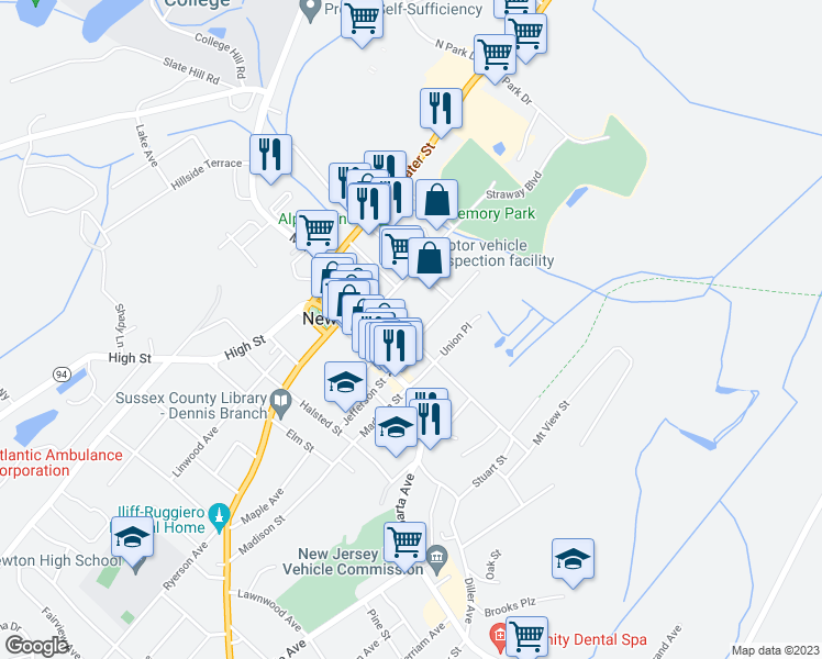 map of restaurants, bars, coffee shops, grocery stores, and more near 43 Trinity Street in Newton