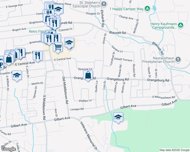 map of restaurants, bars, coffee shops, grocery stores, and more near 353 Orangeburg Road in Pearl River
