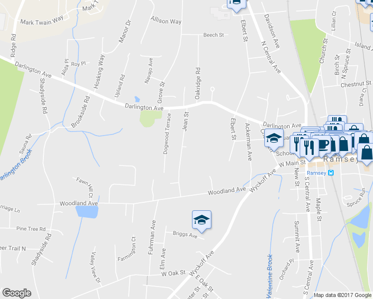 map of restaurants, bars, coffee shops, grocery stores, and more near 88 Jean Street in Ramsey