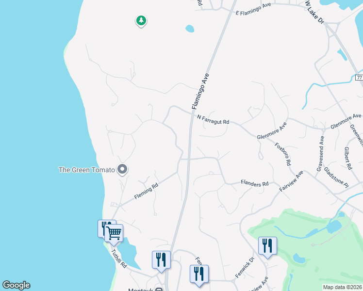 map of restaurants, bars, coffee shops, grocery stores, and more near 6 Kettle Hole Road in Montauk
