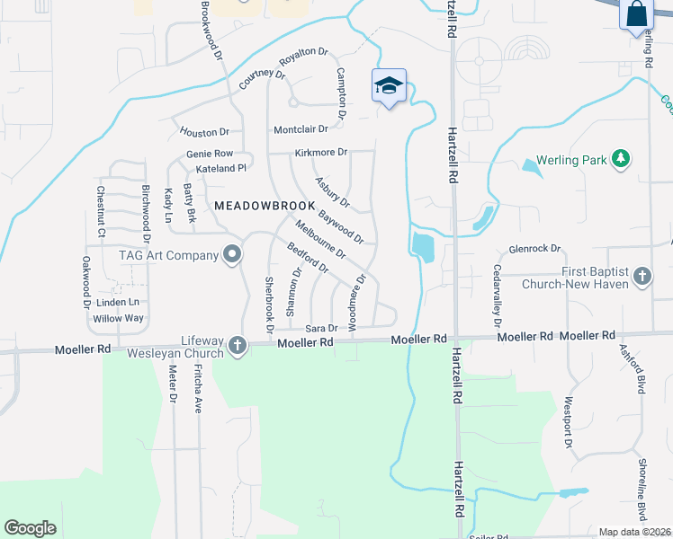 map of restaurants, bars, coffee shops, grocery stores, and more near 1440 Melbourne Drive in New Haven