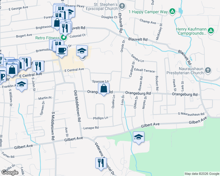 map of restaurants, bars, coffee shops, grocery stores, and more near 353 Orangeburg Road in Pearl River