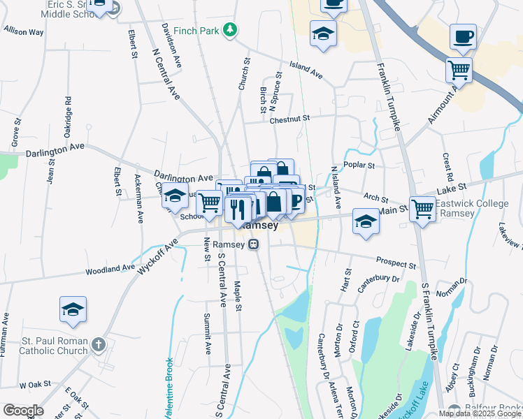 map of restaurants, bars, coffee shops, grocery stores, and more near in Ramsey