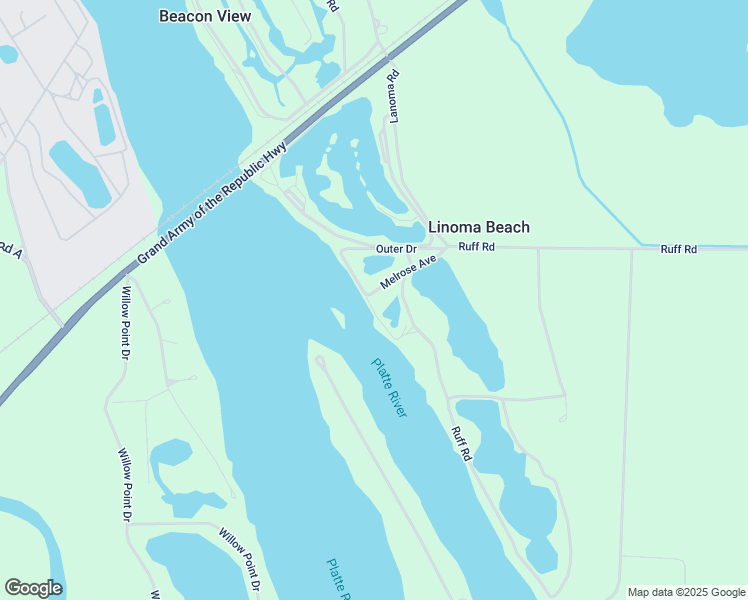 map of restaurants, bars, coffee shops, grocery stores, and more near 25723 Melrose Avenue in Gretna