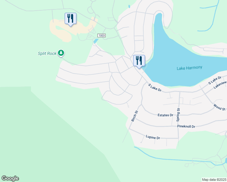 map of restaurants, bars, coffee shops, grocery stores, and more near 40 Beechwood Road in Lake Harmony