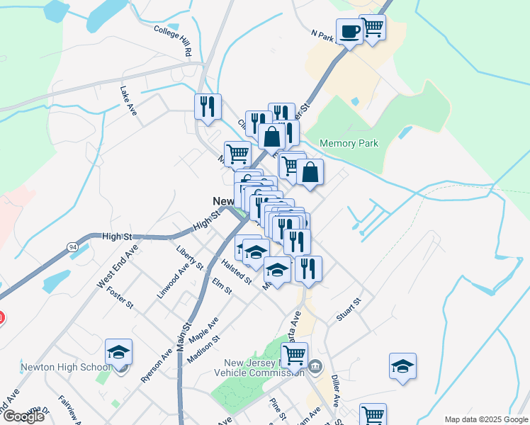 map of restaurants, bars, coffee shops, grocery stores, and more near 9 Moran Street in Newton