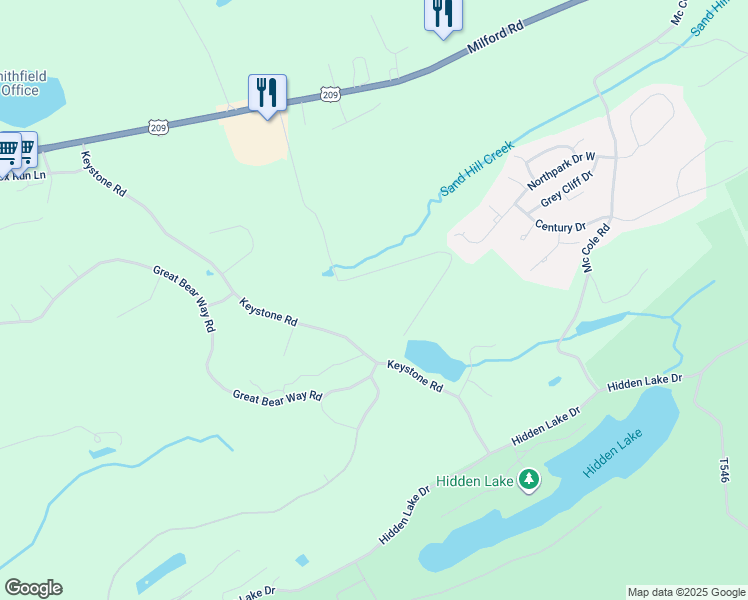 map of restaurants, bars, coffee shops, grocery stores, and more near 184 Fenical Lane in East Stroudsburg