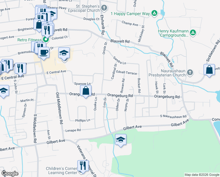 map of restaurants, bars, coffee shops, grocery stores, and more near 429 Orangeburg Road in Pearl River