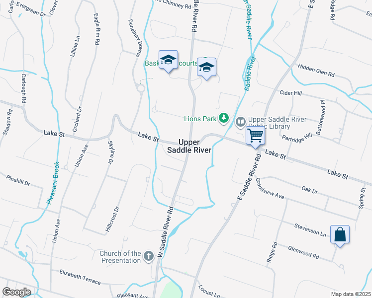 map of restaurants, bars, coffee shops, grocery stores, and more near 349 West Saddle River Road in Upper Saddle River
