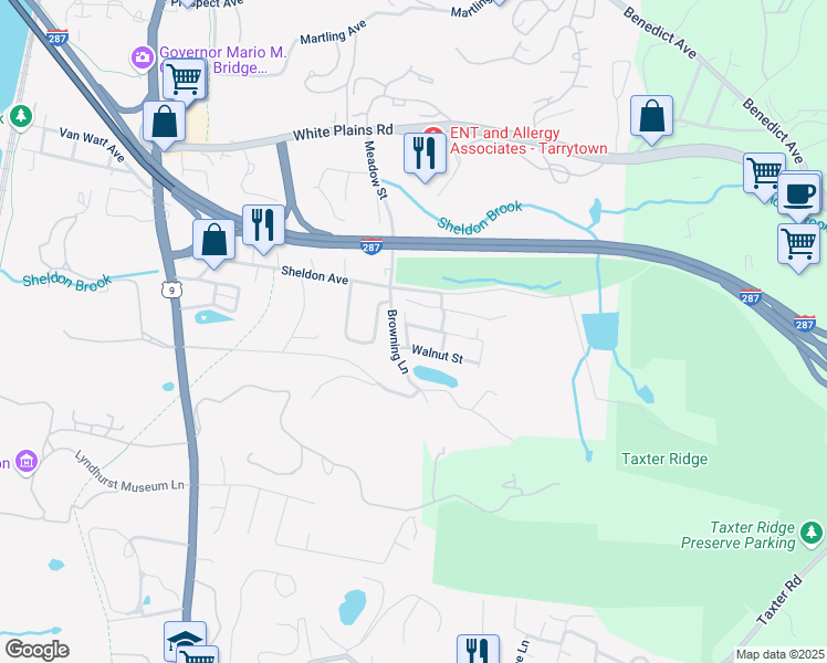map of restaurants, bars, coffee shops, grocery stores, and more near 46 Front Street in Tarrytown