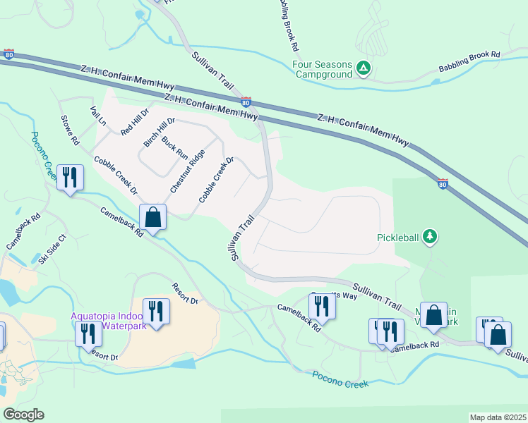 map of restaurants, bars, coffee shops, grocery stores, and more near 3205 Mountain View Drive in Tannersville