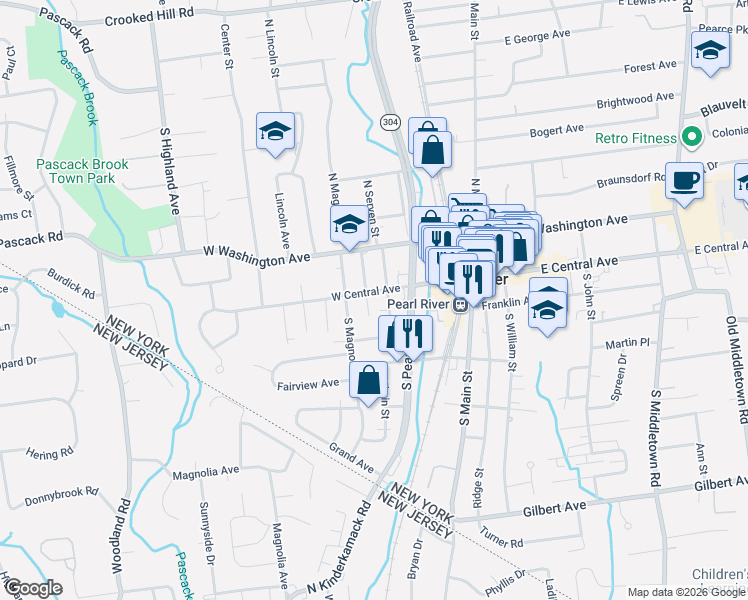 map of restaurants, bars, coffee shops, grocery stores, and more near 11 North Summit Street in Pearl River