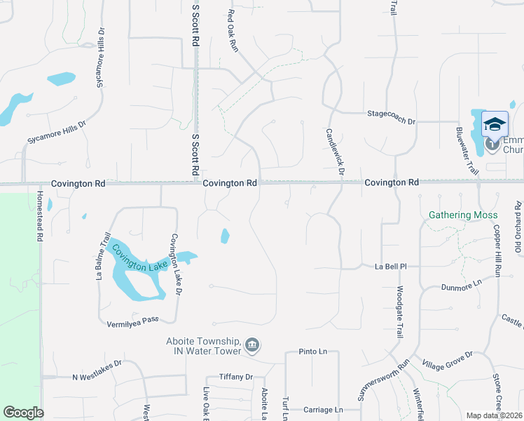 map of restaurants, bars, coffee shops, grocery stores, and more near 2821 Emerald Lake Drive in Fort Wayne