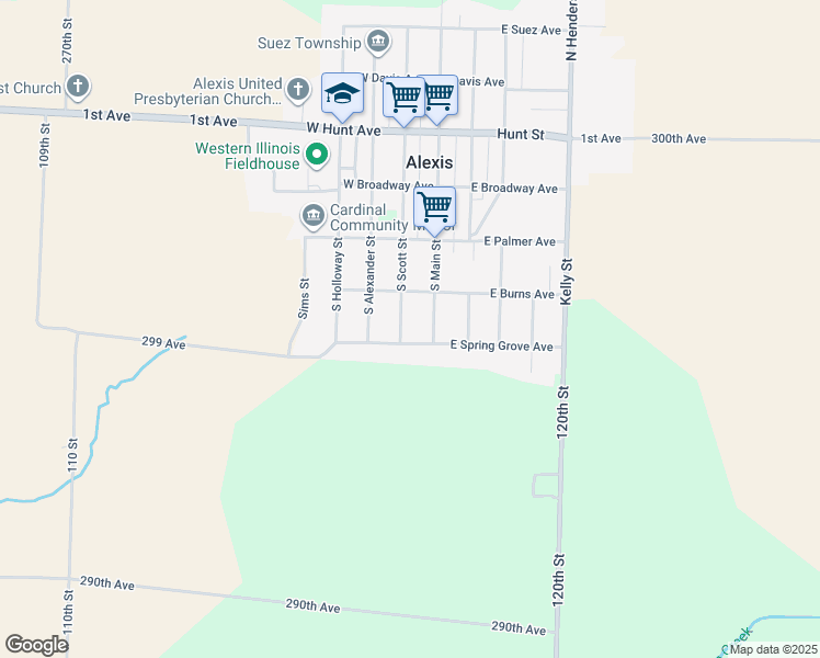 map of restaurants, bars, coffee shops, grocery stores, and more near 405-503 West Spring Grove Avenue in Alexis
