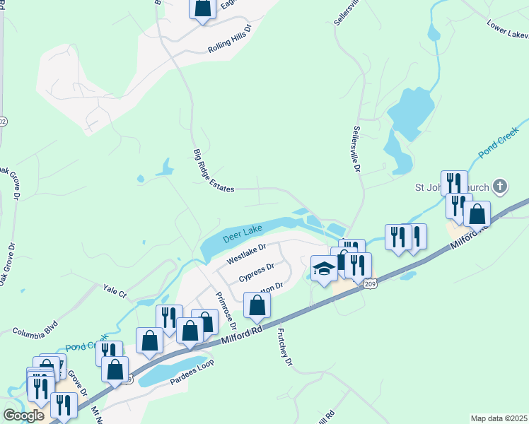 map of restaurants, bars, coffee shops, grocery stores, and more near 521 Tiger Court in East Stroudsburg