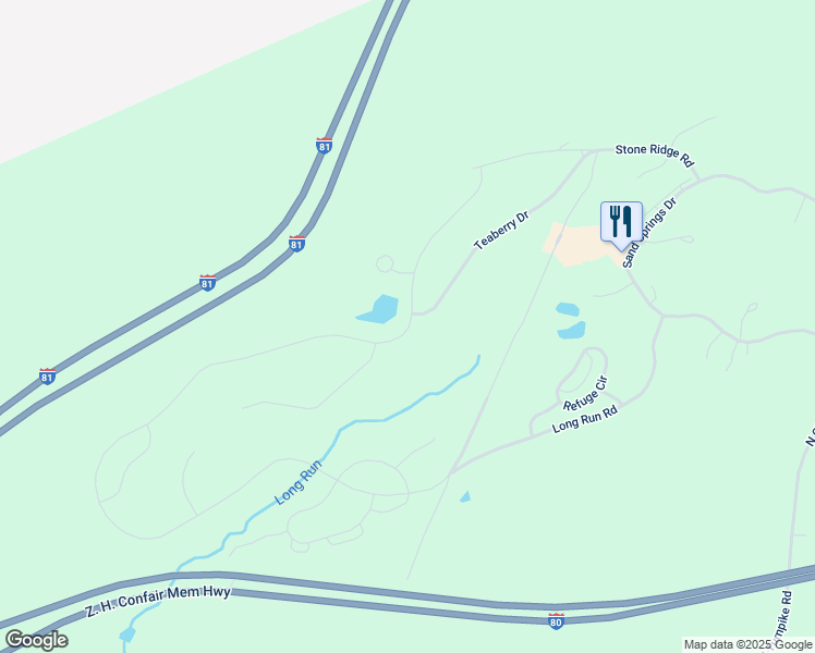 map of restaurants, bars, coffee shops, grocery stores, and more near 441 Long Run Road in Drums