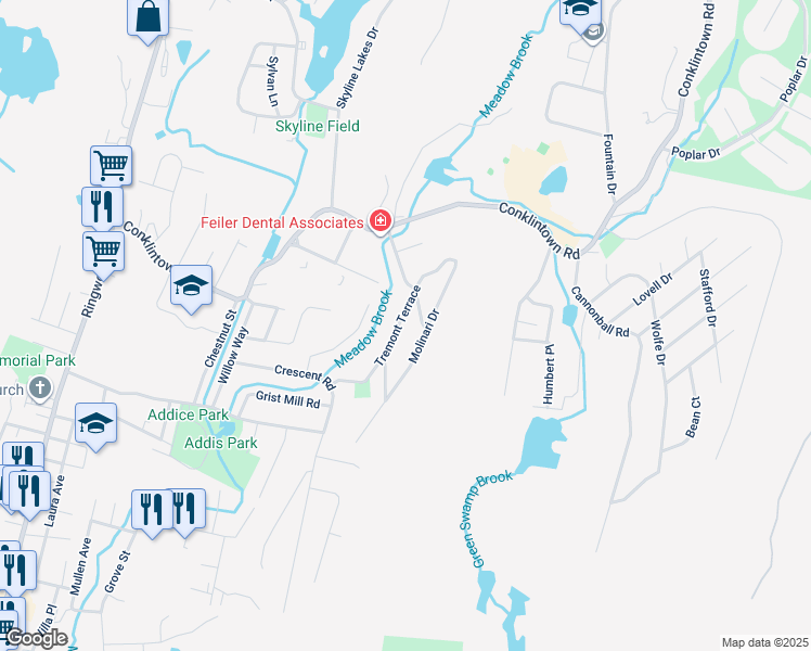 map of restaurants, bars, coffee shops, grocery stores, and more near 47 Tremont Terrace in Wanaque