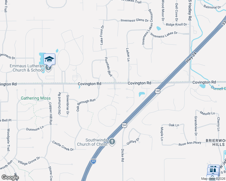 map of restaurants, bars, coffee shops, grocery stores, and more near 2706 Ridge Valley Dr in Fort Wayne