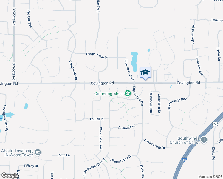map of restaurants, bars, coffee shops, grocery stores, and more near 2702 Enfield Cove in Fort Wayne