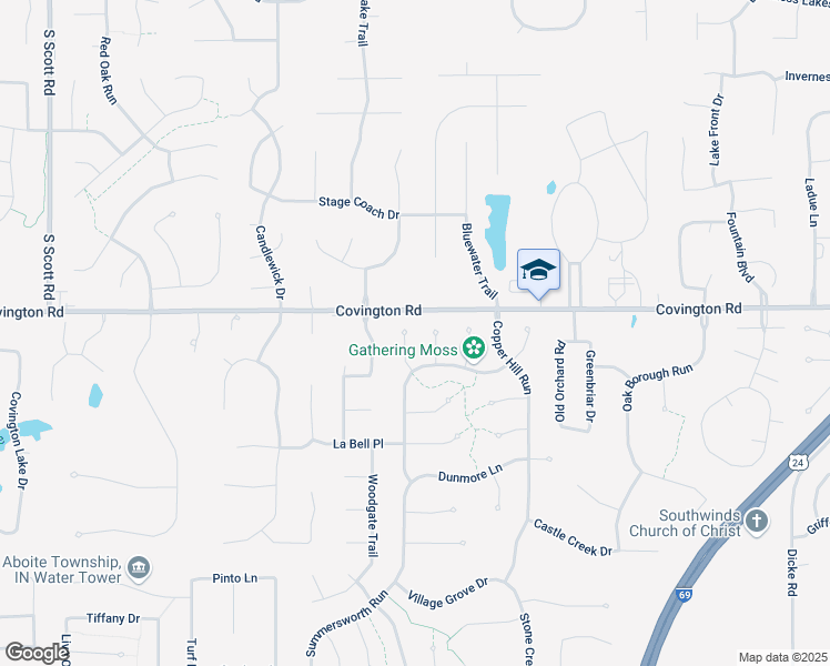 map of restaurants, bars, coffee shops, grocery stores, and more near 2704 Sunbird Cove in Fort Wayne
