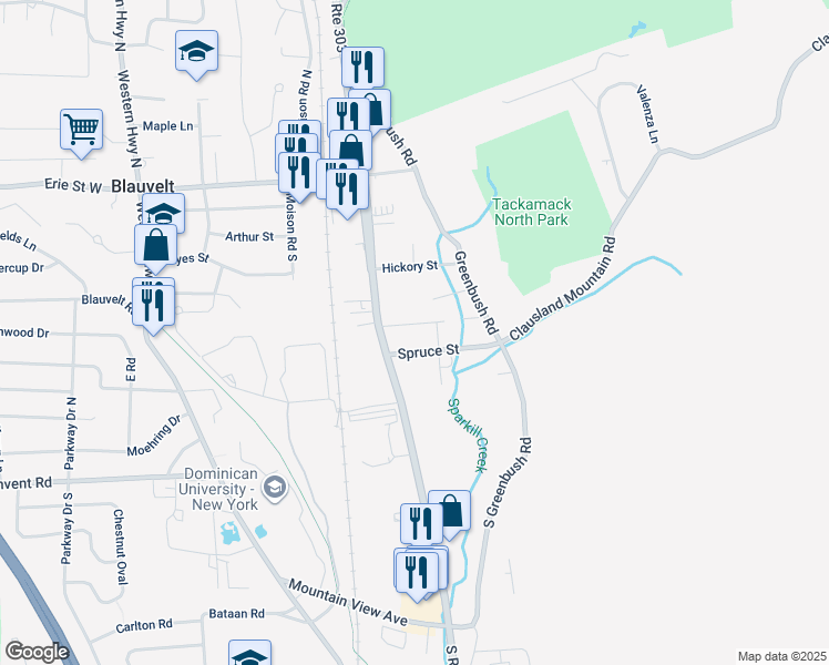 map of restaurants, bars, coffee shops, grocery stores, and more near 72 Walnut Street in Blauvelt