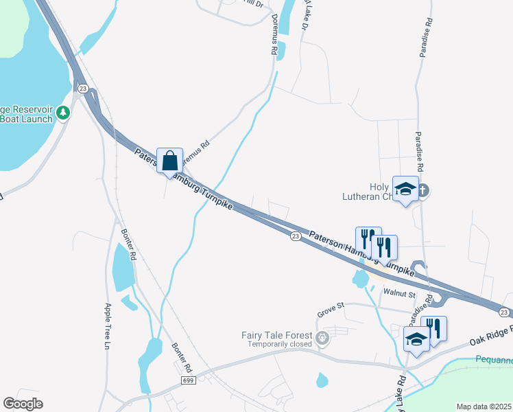 map of restaurants, bars, coffee shops, grocery stores, and more near 3142 Route 23 in West Milford