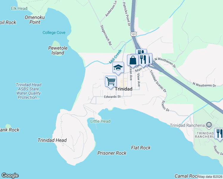 map of restaurants, bars, coffee shops, grocery stores, and more near in Trinidad