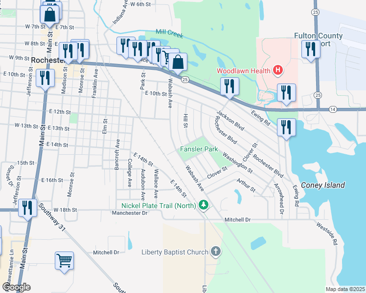 map of restaurants, bars, coffee shops, grocery stores, and more near West Brown Street in Rochester