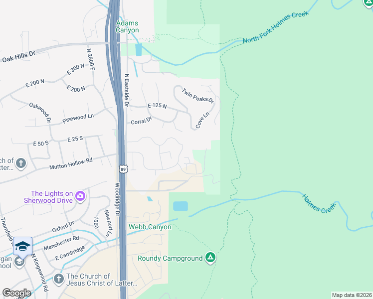 map of restaurants, bars, coffee shops, grocery stores, and more near 1494 Orchard Ridge Lane in Kaysville