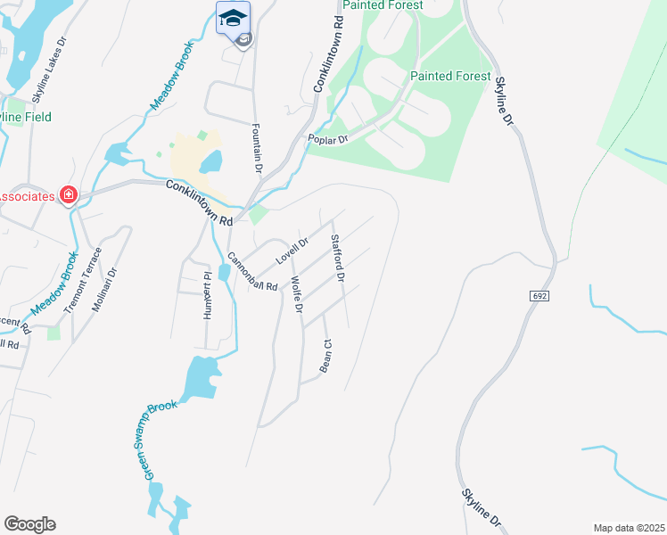 map of restaurants, bars, coffee shops, grocery stores, and more near 19 Borman Drive in Wanaque