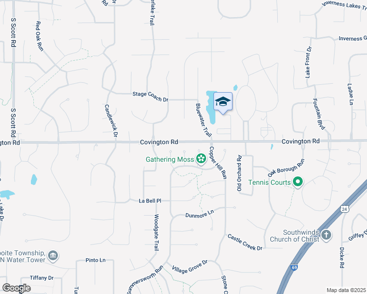 map of restaurants, bars, coffee shops, grocery stores, and more near 2704 Sunbird Cove in Fort Wayne