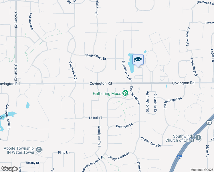 map of restaurants, bars, coffee shops, grocery stores, and more near 2702 Enfield Cove in Fort Wayne