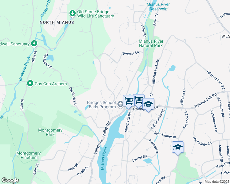 map of restaurants, bars, coffee shops, grocery stores, and more near 53 Cognewaugh Road in Greenwich