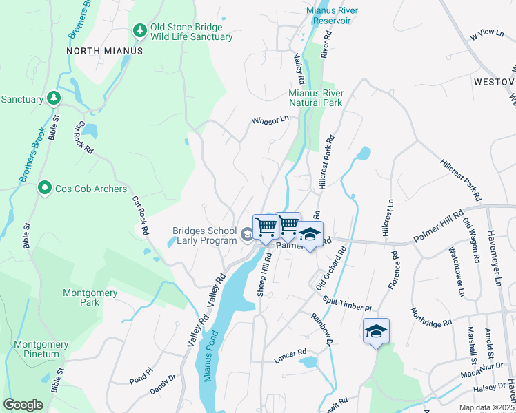 map of restaurants, bars, coffee shops, grocery stores, and more near 320 Valley Road in Greenwich