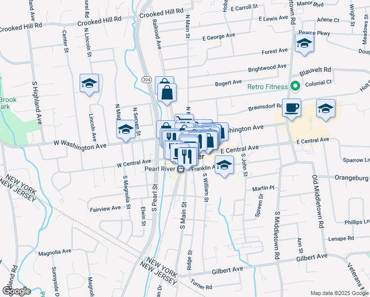 map of restaurants, bars, coffee shops, grocery stores, and more near in Pearl River