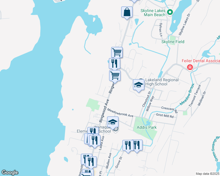 map of restaurants, bars, coffee shops, grocery stores, and more near 395 Ringwood Avenue in Wanaque