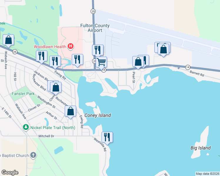 map of restaurants, bars, coffee shops, grocery stores, and more near 1730 Colonial Drive in Rochester