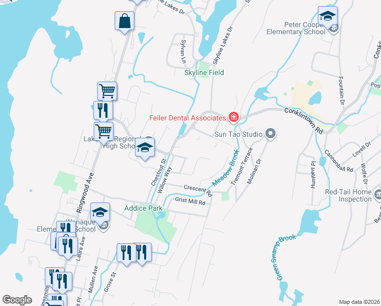 map of restaurants, bars, coffee shops, grocery stores, and more near 13 Graham Place in Wanaque