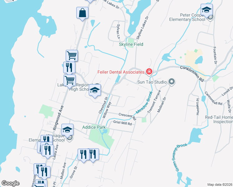 map of restaurants, bars, coffee shops, grocery stores, and more near 13 Graham Place in Wanaque