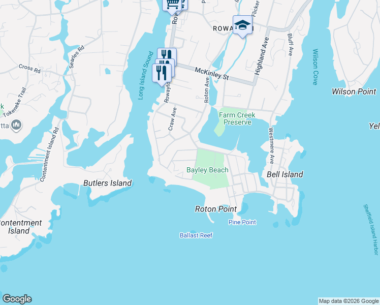 map of restaurants, bars, coffee shops, grocery stores, and more near 7 Sunwich Road in Norwalk