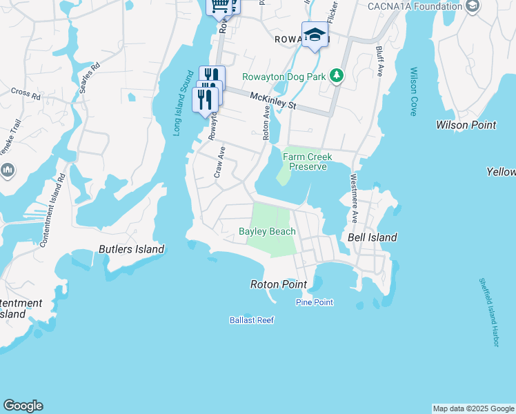 map of restaurants, bars, coffee shops, grocery stores, and more near 3 Pine Point Road in Norwalk