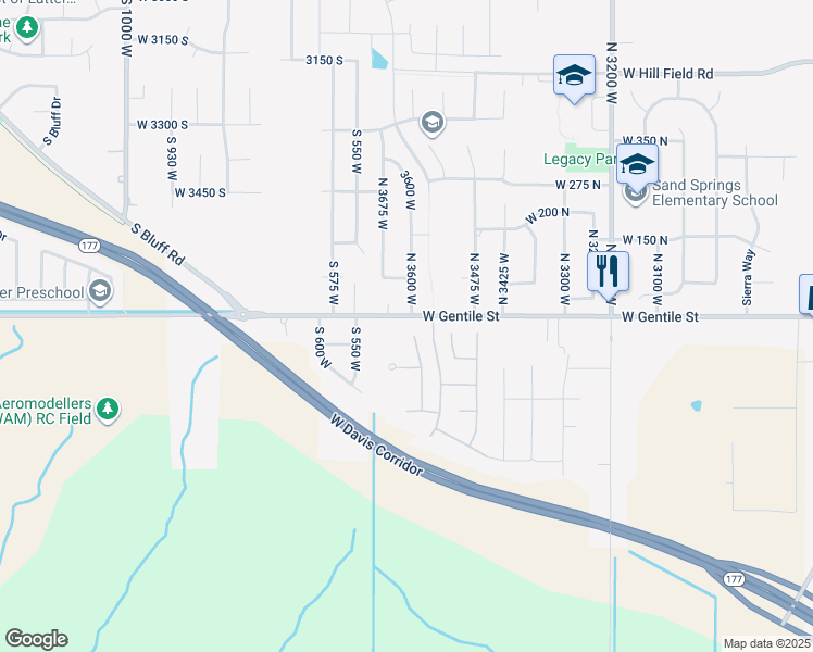 map of restaurants, bars, coffee shops, grocery stores, and more near 34 South 3600 West in Layton