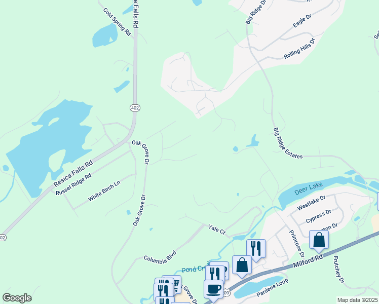 map of restaurants, bars, coffee shops, grocery stores, and more near 52 Arbutus Lane in East Stroudsburg