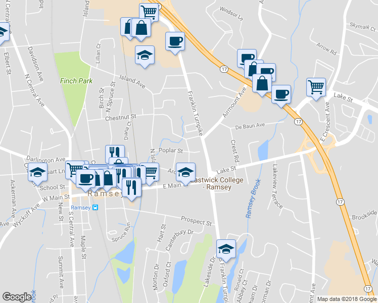 map of restaurants, bars, coffee shops, grocery stores, and more near 5003 Christopher Street in Ramsey