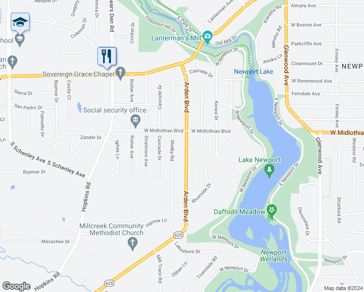 map of restaurants, bars, coffee shops, grocery stores, and more near 3930 Arden Boulevard in Youngstown